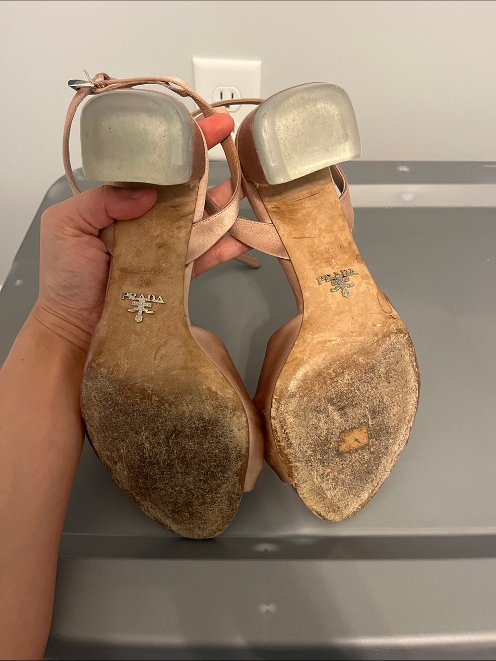 Prada Satin Knot Slingback Sandals in Rose Nude - Picture 3 of 3
